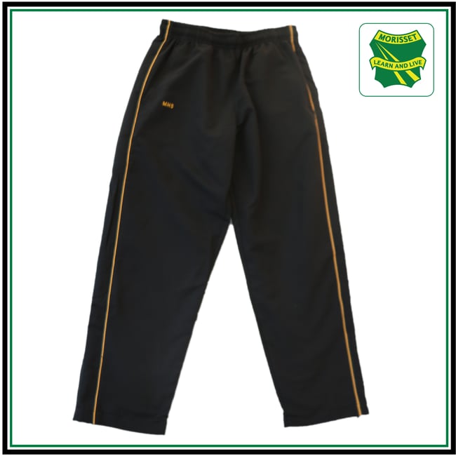 Black track pants with yellow stripe sales